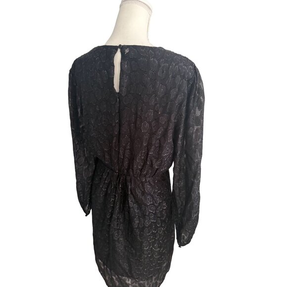 LE LIS BLANC Black Long Sleeve Ruched Cocktail Dress Size 42 / US 8 - Picture 7 of 8